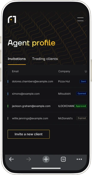 Agent profile on mobile in the dark theme