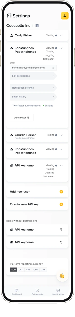 Settings on mobile